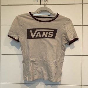 Maroon lined shirt with vans logo